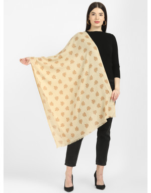 women flower print design stole camel